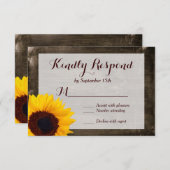 Cartes RSVP Mariage campagnard rustique en bois de (Devant / Derrière)