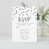 Cartes RSVP Mariage Confetti Argent (Debout devant)
