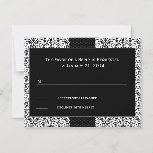 Cartes RSVP Mariage damassé (Devant)