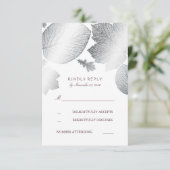 Cartes RSVP Mariage de automne Feuille Argent (Debout devant)