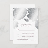 Cartes RSVP Mariage de automne Feuille Argent (Devant / Derrière)