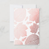 Cartes RSVP Mariage de automne rose Feuille or (Dos)