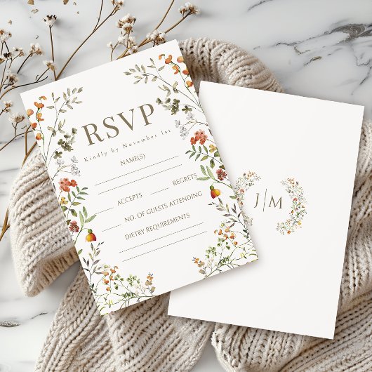 Cartes RSVP Mariage de automne Rustique Meadow
