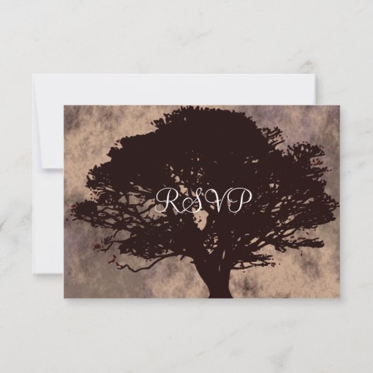 Cartes RSVP Mariage de automne Silhouette en chêne (Dos)
