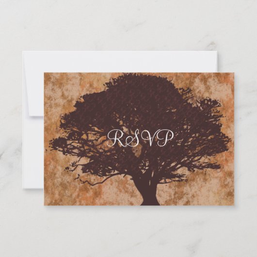 Cartes RSVP Mariage de automne Silhouette en chêne (Dos)