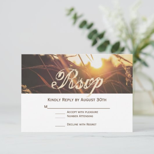 Cartes RSVP Mariage de automne Sunset Automne (Debout devant)
