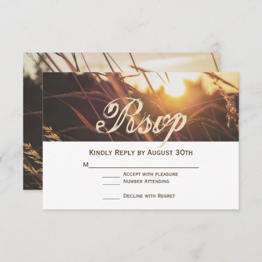 Cartes RSVP Mariage de automne Sunset Automne (Devant / Derrière)