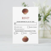 Cartes RSVP Mariage de coquillages Beach Seashell (Debout devant)