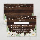 Cartes RSVP Mariage en Bois Fleurs Rustiques (Devant / Derrière)