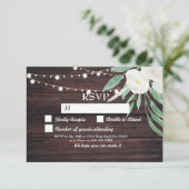 Cartes RSVP Mariage en Bois Fleurs Rustiques Invit (Debout devant)