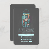 cartes RSVP mariage en pot de mason de plage nauti (Devant / Derrière)