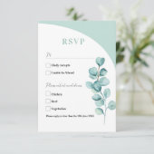 Cartes RSVP Mariage Feuilles d'Eucalyptus Vert (Debout devant)