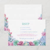 Cartes RSVP Mariage Pastel Rustique Succulentes Fl (Devant / Derrière)