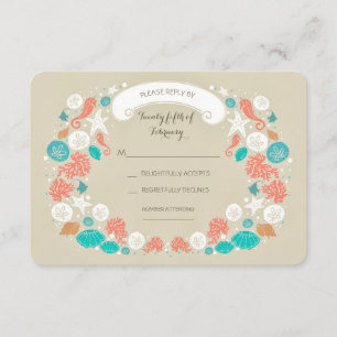 Cartes RSVP Mariage Plage Cute
