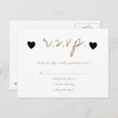 Cartes RSVP mariage pour coeur noir or (Devant / Derrière)