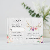 Cartes RSVP Mariage Rustique Bois de Cerf (Debout devant)