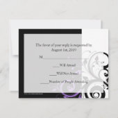 Cartes RSVP Mariage Tourbillon Noir + Blanc Violet (Dos)