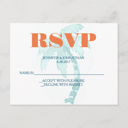 Cartes RSVP Mariage Typographie Palm (Devant)