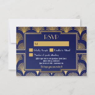 Cartes RSVP Mariage Vintage Gatsby Années 20 Répon