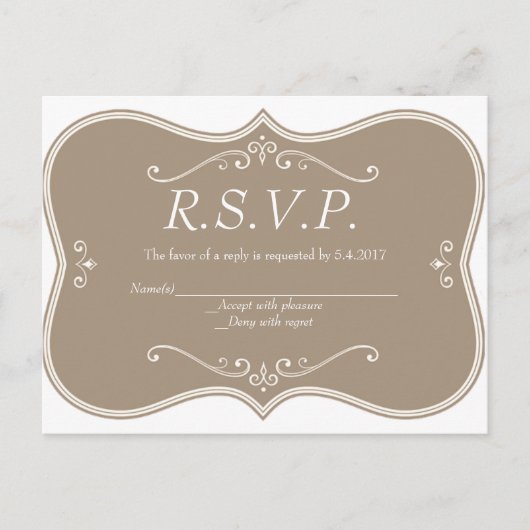 Cartes RSVP mariage vintages (Devant)