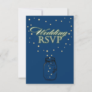 Cartes RSVP Mason Bleu Jar Firefly Mariage