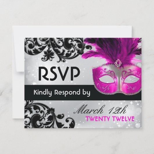 Cartes RSVP Masquerade Wedding (Devant)
