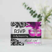Cartes RSVP Masquerade Wedding (Debout devant)