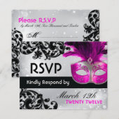 Cartes RSVP Masquerade Wedding (Devant / Derrière)