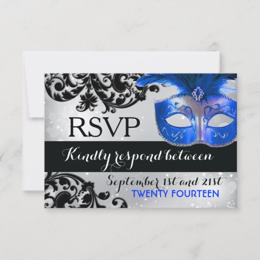 Cartes RSVP Masquerade Wedding (Devant)