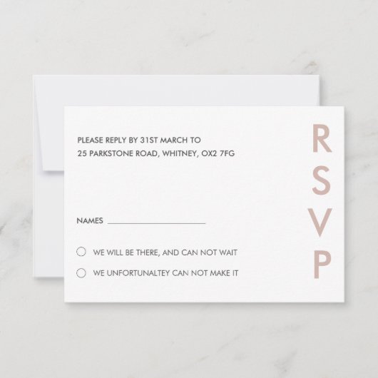 Cartes RSVP minimalistes de mariage (Devant)