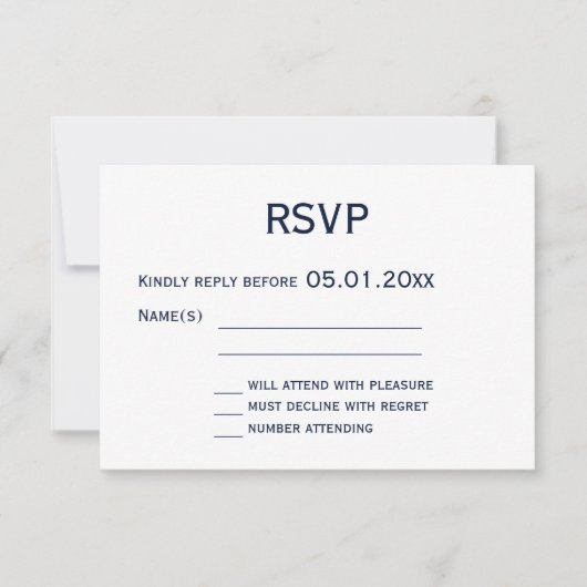 Cartes RSVP Monogram Blue And White Gay Wedding (Devant)