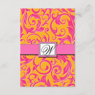 Cartes RSVP Monogram Damask Orange & Rose Wedding