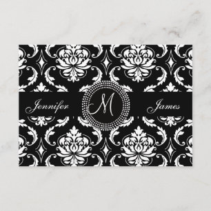 Cartes RSVP Monogram Damask pour Invitation Carré
