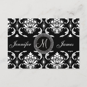 Cartes RSVP Monogram Damask pour Invitation Carré