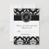 Cartes RSVP Monogram Damask pour Invitation Carré (Dos)