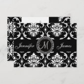 Cartes RSVP Monogram Damask pour Invitation Carré (Devant / Derrière)