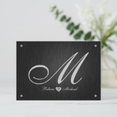 Cartes RSVP Monogram & Diamond Wedding Élégantes. (Debout devant)