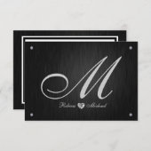 Cartes RSVP Monogram & Diamond Wedding Élégantes. (Devant / Derrière)