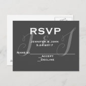 Cartes RSVP monogramme du tableau de bord (Devant / Derrière)