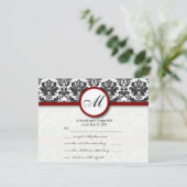 Cartes RSVP Monogramme noir et bordeaux Damas (Debout devant)