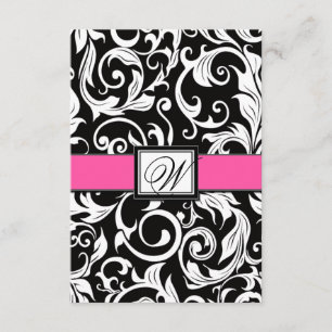Cartes RSVP Monogramme Rose-Chaud Mariage damassé