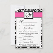 Cartes RSVP Monogramme Rose-Chaud Mariage damassé (Dos)