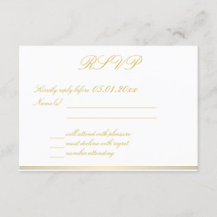 Cartes RSVP Monogrammed Black Gold Élégant Mariage