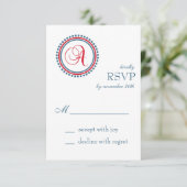 Cartes RSVP Monogrammes (Rouge / Bleu) (Debout devant)