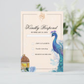 Cartes RSVP musulmanes arabe Paon illustré (Debout devant)