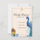 Cartes RSVP musulmanes arabes Peacock illustrées (Devant)