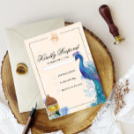 Cartes RSVP musulmanes arabes Peacock illustrées<br><div class="desc">Carte RSVP de style islamique avec un cadre vintage délicat et 'Bismillah' en calligraphie arabe avec Peacock illustré. Trouvez les objets correspondants dans la collection mariage Peacock illustrée.</div>