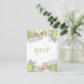 Cartes RSVP Neutres Fleur Jardin Mariage (Debout devant)