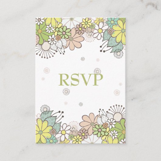 Cartes RSVP Neutres Fleur Jardin Mariage (Devant)