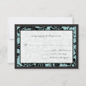 Cartes RSVP-Noir & Aqua Bleu Damas (Dos)